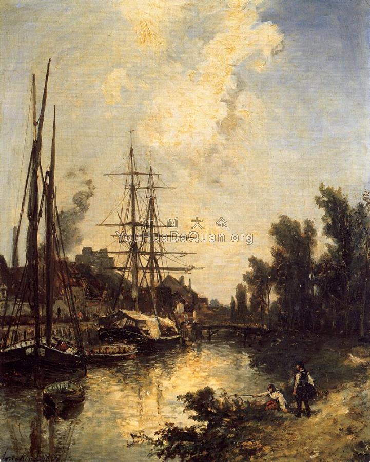 Boats Dockside - 约翰·巴托特·琼坎